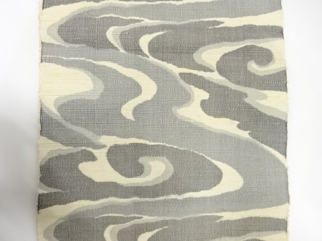  アンティーク　手織り節紬　流水模様織り出し名古屋帯